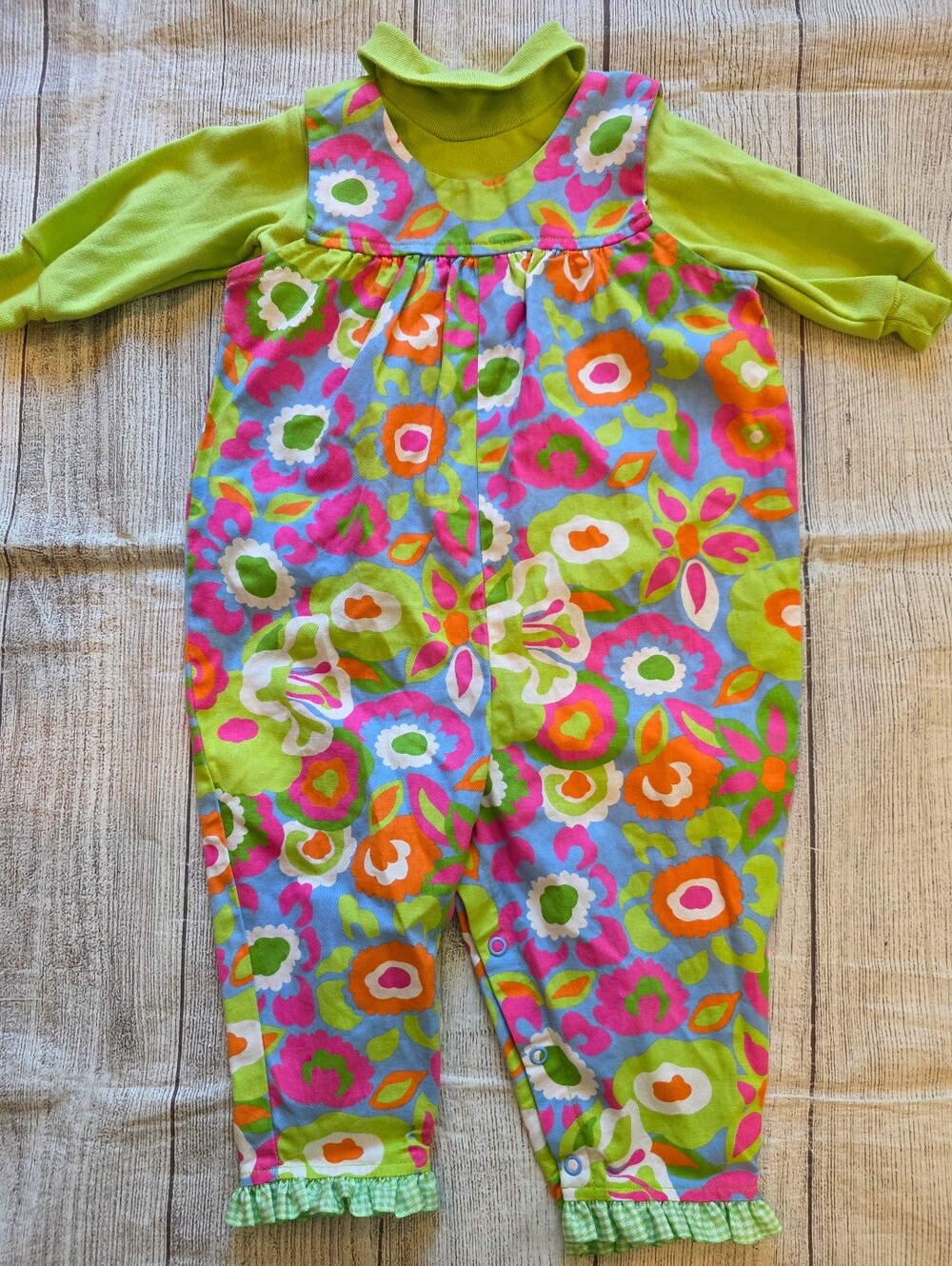 Patsy Aiken Size 9 mo 2 piece Floral Set w/ turtleneck 100% Cotton Made In USA